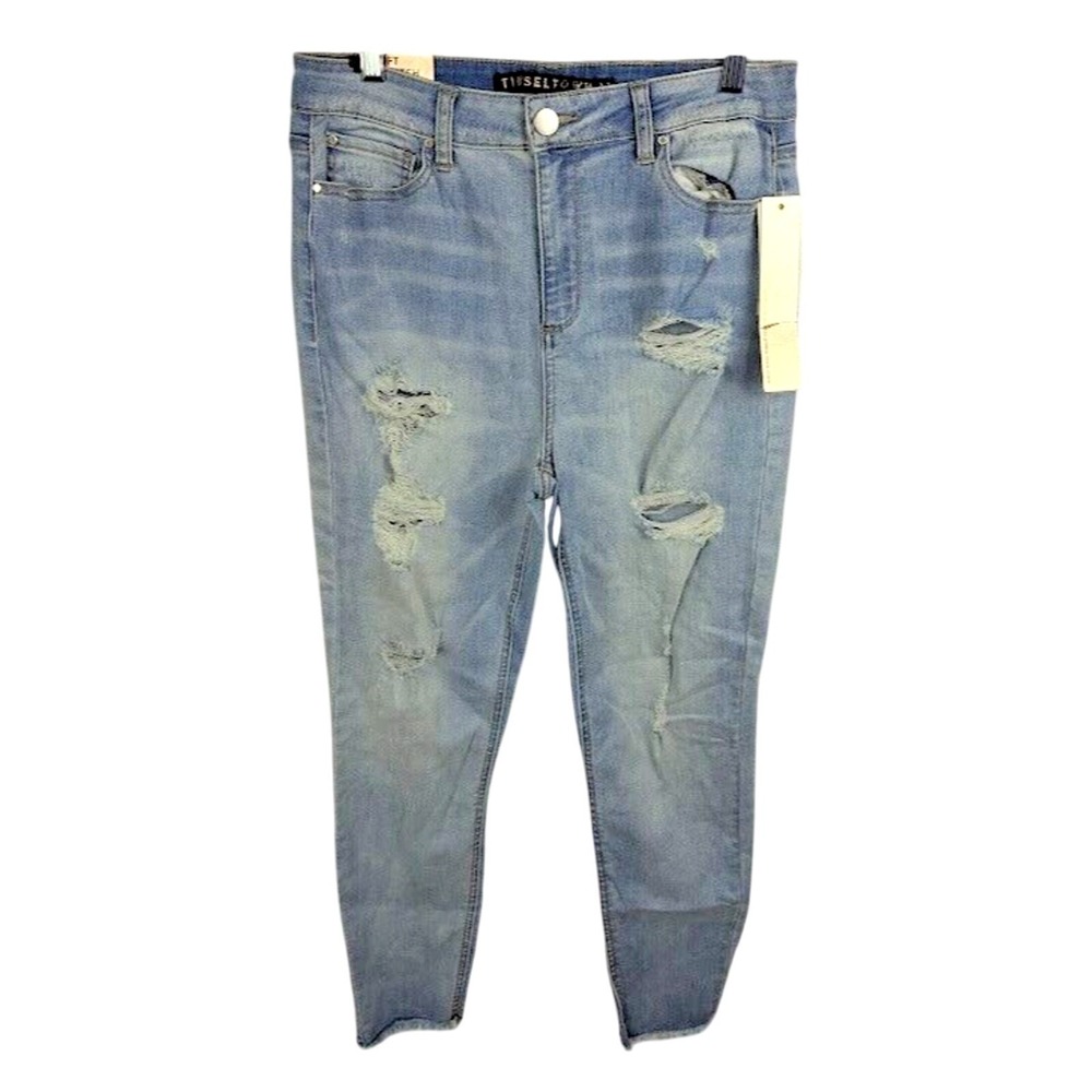 Tinseltown Juniors' Ripped Sweetie Skinny Jeans Size 11 Soft High Waist No Poof